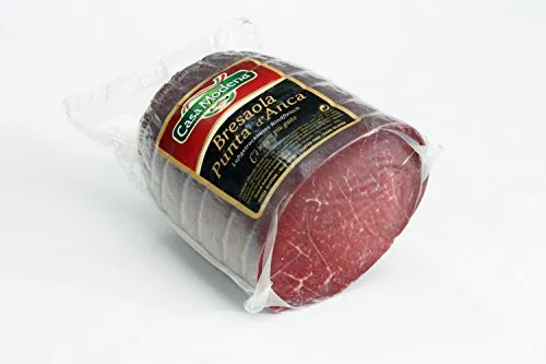 Bresaola Punta d'Anca 1/2 vac. ca. 1,5 kg. - Casa Modena - Abgepackter Aufschnitt, zart und aromatisch, ideal für feine Antipasti oder als gesunde Snack-Option.