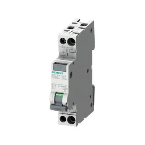 Siemens 5SV1313-1KK10 Interruttore Magnetotermico Differenziale 1P+N 10 A 30mA - Stromschalter mit kompaktem Differenzschutz, ideal für maximalen Schutz gegen Fehlerstrom mit 30mA und 10A Nennstrom.