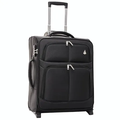 Aerolite Erweiterbarer Bordgepäck Koffer 55x40x20cm (Schwarz) - Koffer für Lufthansa, Eurowings & Co., erweiterbar auf 55x40x23cm, ultraleicht und strapazierfähig mit 48l Volumen – ideal für stressfreies Reisen.
