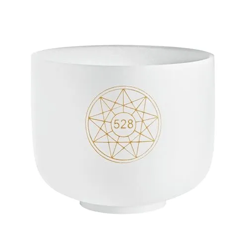 Sonic Energy 8 Zoll Solfeggio Kristallklangschale – Mi 528 Hz, Ton C5 - Klangschale mit 20 cm Durchmesser, ideal für Meditation und Yoga. Aus hochwertigem Quarzkristall, erzeugt sie klare, raumfüllende Klänge für mehr Ruhe und Fokus.