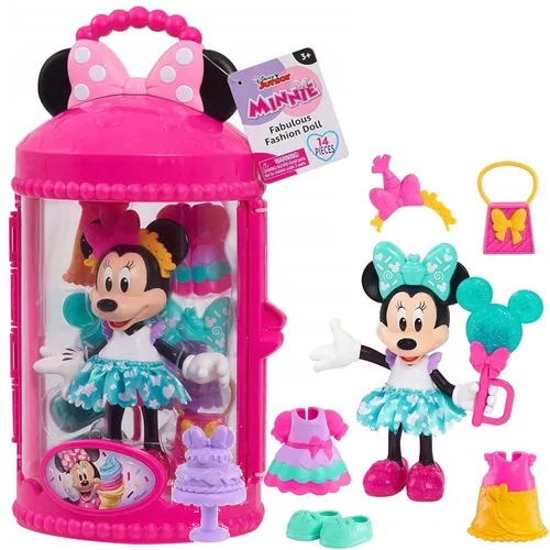 Minnie Mouse Fabulous Fashion Sweet Party Doll - Puppenset mit 14 Teilen, inklusive Kleider und Zubehör, ideal für kreatives Spielen und einfaches Ankleiden. Perfekt für Kinder ab 3 Jahren.