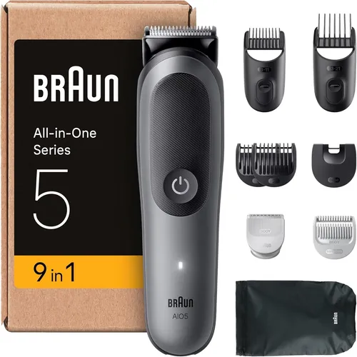 Braun Groomingset Series 5 - All in One Herrenpflege - Elektrische Rasierer mit 9-in-1 Funktionen und 120 Minuten Akku-Laufzeit für präzises Styling und gründliche Rasur. Ideal für Männer, die Wert auf Qualität und Vielseitigkeit legen.