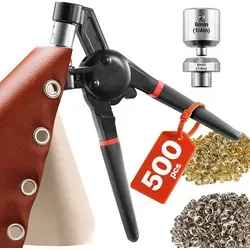VEVOR Ösen Werkzeugset 500 Stk. 6 mm Metallösen - Werkzeugsets für einfaches Basteln – Mit 500 Ösen in Gold und Silber, inkl. manueller Presse und Locher, ideal für Leder, Stoff und mehr.