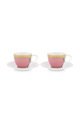 PiP Studio Espressotasse La Majorelle Pink - Set aus 2 Tassen - Elegante Espressotassen aus Porzellan, ideal für stilvolle Kaffeepausen. Mit einem Fassungsvermögen von 120ml und charmantem Design.