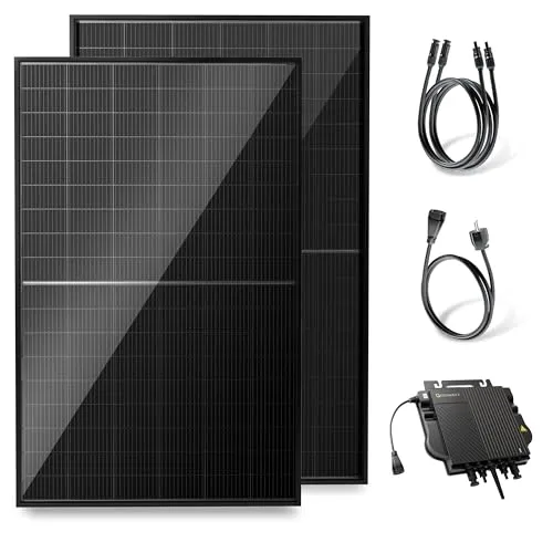 Solakon® 1000W Balkonkraftwerk - Balkonkraftwerk 800W komplett Steckdose - neuester 800 Watt Wechselrichter - Solaranlage Komplettset - 500W bifaziale Solarmodule inkl. Zubehör - 3m Kabel