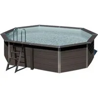 Gre Composite Pool oval grau 524 x 386 x 124 cm - Swimmingpool aus robustem Verbundmaterial, ideal für entspannende Sommertage im Garten und bietet Platz für die ganze Familie.