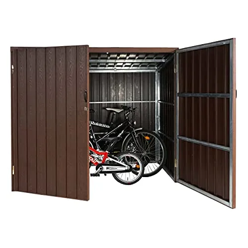WPC-Fahrradgarage HWC-J29 - Abschließbare Fahrradbox für 2 oder 4 Räder - Geräteschuppen für Fahrräder, schützt vor Diebstahl und Witterung, platzsparend und vielseitig einsetzbar.