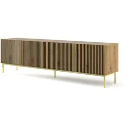 Mobile Ravenna F Porta Tv In Mdf Verniciato 4d 200 Struttura In Rovere Artigianale Oro