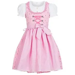 Nübler Dirndl Mädchen Linda - 3-teiliges Set inkl. Bluse & Schürze - Rosa - Dirndl & Dirndl-Sets für Mädchen, hochwertiges 3-teiliges Set aus Baumwolle, ideal für Oktoberfest und festliche Anlässe, mit verspielten Details und pflegeleichter Qualität.