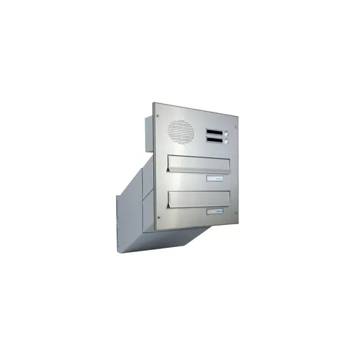 Letterbox24 Edelstahl Durchwurfbriefkasten DV-Serie mit Sprechsieb - Eleganter Briefkasten im Set mit 2 Klingeln und Sprechsieb, ideal für die Wandmontage. Robustes Edelstahl-Design für eine lange Lebensdauer und zeitlose Optik.