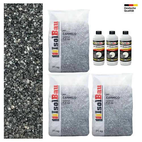 Steinteppich SET Carnico 1-4 mm Marmorkies 75kg + PU-Bindemittel Set für 7,5m² 