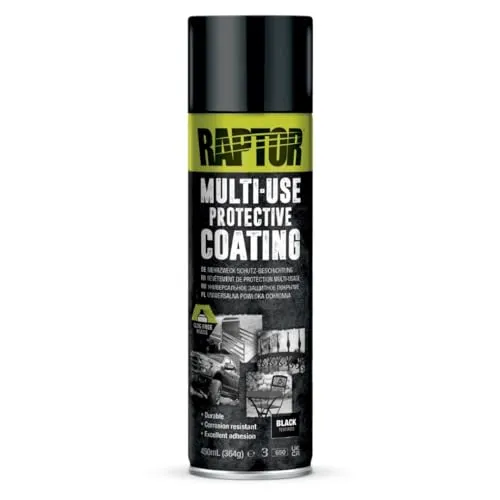 Raptor 1K Lack MULTI-USE Protective Coating schwarz - Mehrschichtlack für vielseitige Anwendungen, bietet starken Schutz und ist ideal zum Lackieren und Ausbessern von Oberflächen.
