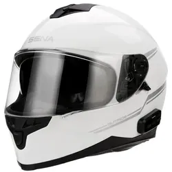 Sena Outride Weiß Gr. XL 61/62 - Smarter Motorradhelm - Motorradhelme mit integrierter Bluetooth-Sprechanlage für bis zu 900 m Reichweite, ideal für Kommunikation auf der Straße.