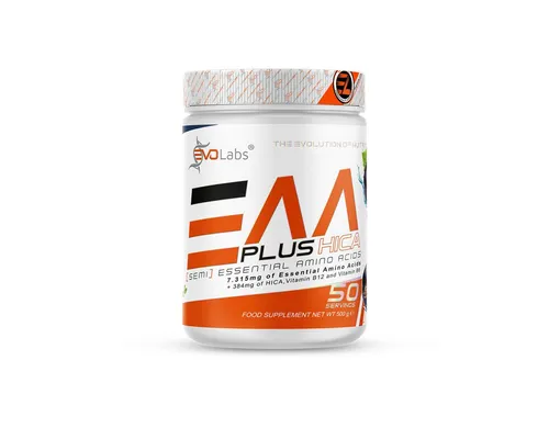 EVO Labs EAA+HICA 500g – Essenzielle Aminosäuren für Sportler - EAA+HICA ist ein hochwertiges Nahrungsergänzungsmittel mit essenziellen Aminosäuren. Ideal für Fitness-Enthusiasten, unterstützt es die optimale Aminosäureversorgung. Verpackungseinheit: 500g, zuckerfrei und proteinreich.