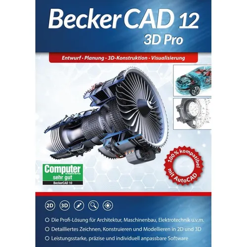 BeckerCAD 12 3D Pro - Markt + Technik - Multimedia Softwarelösung für präzise 3D-Planung, ideal für Architekten und Ingenieure mit unbegrenzter Nutzung auf einem Gerät.