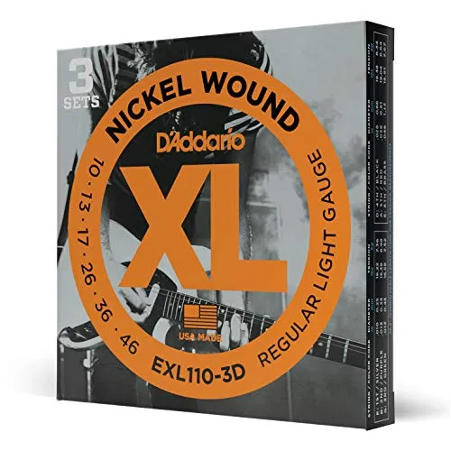 D'Addario EXL110-3D Nickel Wound E-Gitarrensaiten, Regular Light, 10-46, 3 Sets
