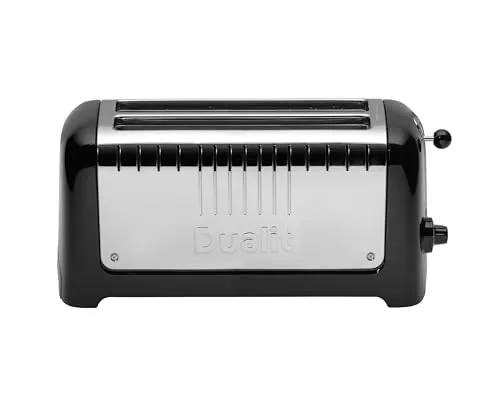 Dualit 2 Slot Lite Toaster LONG - Schwarz - Technik: Hochwertiger Toaster mit 2-Schlitz Technologie, ideal für dicke Brotscheiben und Brötchenhälften, mit praktischer Bagel-Taste und herausnehmbarem Krümelschubfach.