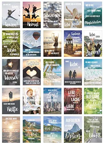 Edition Seidel Set 25 Postkarten Leben & Momente mit Sprüchen - Karten mit Spruch - Geschenk - Dekoidee, Liebe, Freundschaft, Leben, Motivation, Glück, Erfolg Geburtstagskarten, Postcrossing