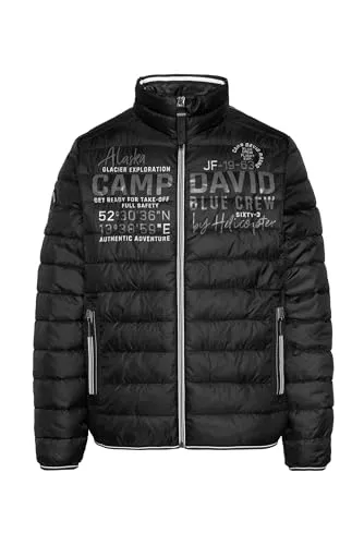 Camp David Herren Leichte Steppjacke mit Logo Prints und Tapes Black, 4xl - Funktionsjacken aus Mini-Ripstop-Polyester mit stylischen Streifentapes, ideal für aktive Freizeitgestaltung und optimalen Tragekomfort.