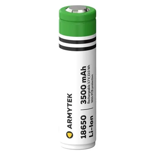 ArmyTek Akku 18650 Li-Ion 3500mAh - Leistungsstarker, geschützter Akku mit 3500mAh für langlebige Energieversorgung. Ideal für Mehrzweckbatterien in Taschenlampen und elektronischen Geräten.