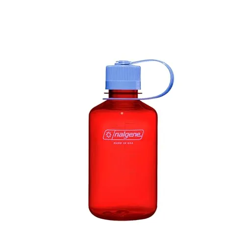 Nalgene Wasserflasche – Leichte Sustain Tritan BPA-freie, bruchsichere Flasche für Rucksackreisen, Wandern, Fitnessstudio, 473 ml, schmaler Mund, Marmelade Orange, 342867