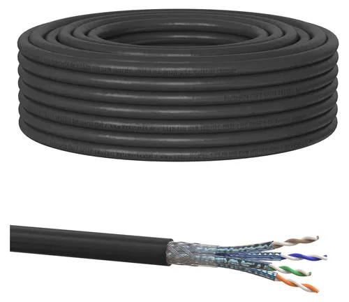 RedStar24 Cat 7 Erdkabel 20m - Netzwerkkabel für Innen- und Außenbereich, UV-beständig und ideal für Erdverlegung. Schützt vor elektromagnetischen Störungen und unterstützt Übertragungsraten bis 40 Gbit/s.
