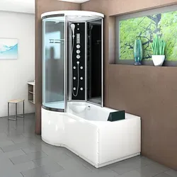 Kombination Badewanne Dusche K55-R33-EC Duschtempel 100x170 cm - Schwarz