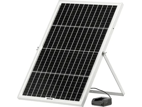YATO Solar- und Autoladegerät 18V (2a) - Ladegeräte für YATO 18V System-Batterien, ideal für Camping und Boote, ermöglicht das Laden über Zigarettenanzünder oder Solarpanel – flexibel und umweltfreundlich.