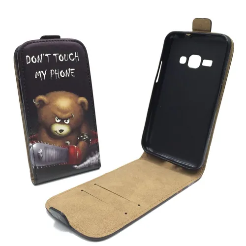 Handyhülle für Samsung Galaxy J1 (2016) Schutztasche Wallet Cover Case Schwarz