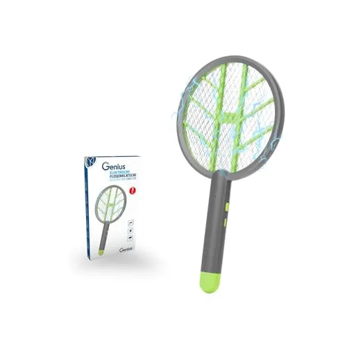 Genius Elektrische Fliegenklatsche 3-TLG. Set - Tierfallen: Effektiver Insektenschutz mit starker, akkuaufladbarer Klatsche für Garten, Camping und Zuhause.
