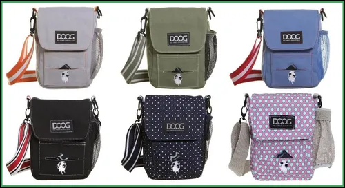 DOOG Walkie Umhängetasche - 21 x 25 x 6 cm, wasserdicht mit Halterung für Trinkflasche und integrierter Kotbeuteltasche, modisches Design