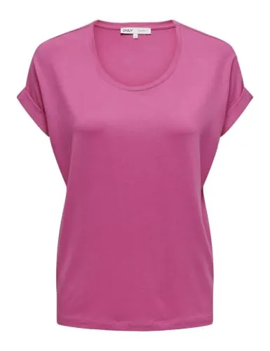 ONLY T-Shirt ONLMOSTER – Kurzarmshirt mit Aufschlag und klassischem Look Viskosemischung, regular fit rosa XL (42)