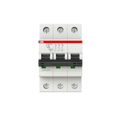 ABB Stotz S&J Sicherungsautomat C-Char. S203MT-C35 - Sicherungsautomat für Bahnsegment, schützt zuverlässig vor Überlast und Kurzschluss, einfache Handhabung durch patentierte Anschlussklemme und Sichtfenster für Schaltstellungsanzeige.