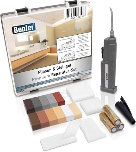 Fliesen Reparaturset Profi Set - Vielseitiges Fliesen-Reparaturset für Fliesen, Keramik und mehr. Ideal zur schnellen Reparatur von Rissen und Kratzern in Böden, auch für Laminat und Holz geeignet.