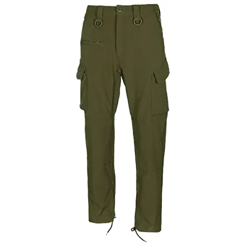 MFH Soft Shell Hose "Allround", oliv - Wanderhosen: Wind- und wasserdichte Soft Shell Hose in Oliv mit 5000 mm Wassersäule, zahlreichen Taschen und verstärkten Knien für optimalen Schutz und Komfort bei Outdooraktivitäten.