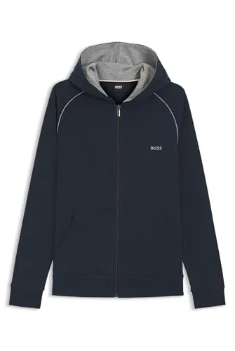 BOSS Herren Mix&Match Hoodie Jacket - Funktionsjacke aus Stretch-Baumwolle, schmal geschnitten mit Reißverschluss und Logo-Stickerei für optimalen Tragekomfort und Bewegungsfreiheit.