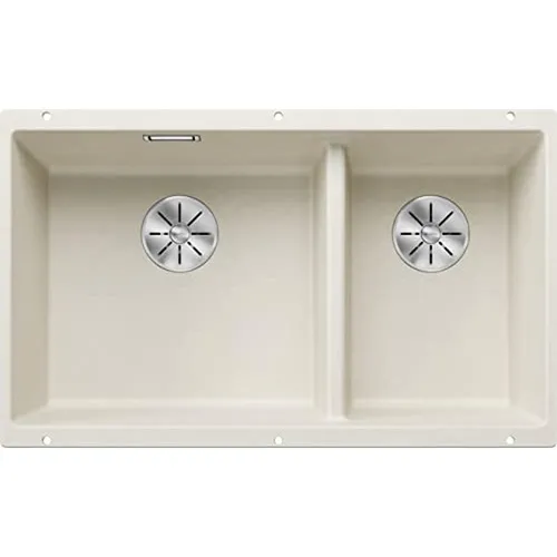 BLANCO SUBLINE 430/270-U Granitspüle | Pflegeleichte Unterbauspüle für 80 cm Unterschränke - Sanitäranlagen & Zubehör: Hochwertige Granitspüle aus SILGRANIT mit zwei Becken und C-overflow Überlauf, ideal für einfache Reinigung und effiziente Küchenarbeit.