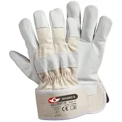 GUARD 5 Leder-Arbeitshandschuhe 3-12 Paar Vollleder Bau und Gartenhandschuhe BULLKRAFT II (Art.11808G) (3-St) beste Qualität mit einer Materialstärke von ca: 1,3 mm beige 11
