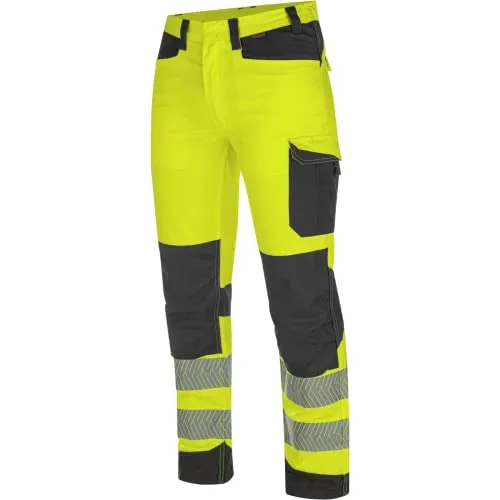 WÜRTH MODYF Warnschutz Bundhose Fluo EN 20471 - Gelb, Größe 44 - ARBEITSWELT: Robuste Warnschutzhose mit Knieschutztaschen, ideal für Herren. Höchste Sichtbarkeit dank Neonfarben für Sicherheit im Dunkeln.
