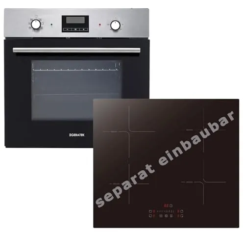 Geratek Induktions Herd-Set autark - Autarkes Herd-Set mit 60 cm Induktions-Kochfeld und Bridgezone, ideal für effizientes Kochen und Backen. Mit Umluft und Timer für perfekten Genuss.