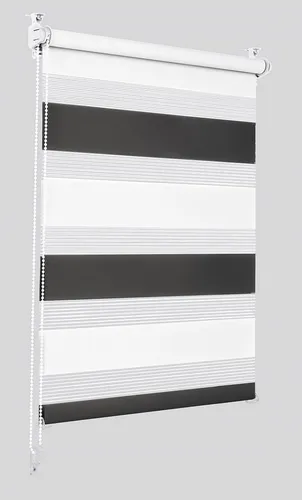 Doppelrollo Klemmfix schwarz/weiß 110x150cm - Jalousien & Rollos – modernes, klemmbares Seitenzugrollo in elegantem schwarz/weiß, ideal für Flügelfenster und pflegeleicht.
