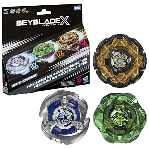 Hasbro Beyblade X X-Treme Battlers-Pack, enthält 3 Takara Tomy Beyblade X Battling Tops Game Toys, ab 8 Jahre