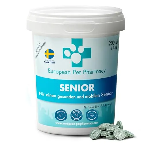 European Pet Pharmacy Senior Joint Care Hund Nahrungsergänzungsmittel Hund für Senioren – Glucosamine Chondroitin - Joint Care für Hunde im Alter von 7+ Jahren - 200 Gelenktabletten für Hunde