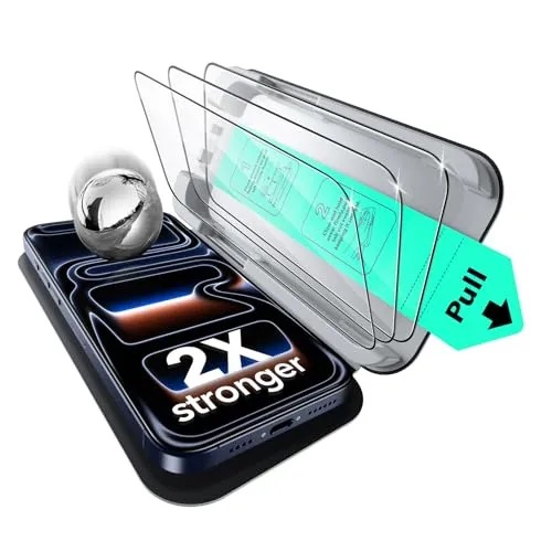 ESR für iPhone 17 Pro Max für Panzerglas 3 Stück [3 Sekunden Schnellinstallation], Militärischer Schutz, 9H Härte, vollflächig gehärtetes Glas mit UltraFit Tray