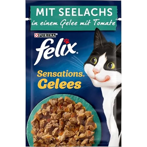 Felix Sensations Gelees Katzenfutter nass, mit Seelachs und Tomate in Gelee, 26er Pack (26 x 85g)