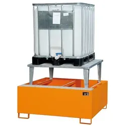 BAUER Auffangwanne AWA 1000 - mobile 1000 L Stahlwanne mit Gitterrost - Werkstatteinrichtung mit 1000 L Auffangvolumen, ideal für die sichere Lagerung entzündbarer Flüssigkeiten. Mobil durch Sockelfüße, robustes Design und einfache Reinigung.