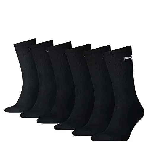 Puma Sports Socks Cush Crew (6 Pair Pack), Black, 2.5-5 UK (35-38 EU)