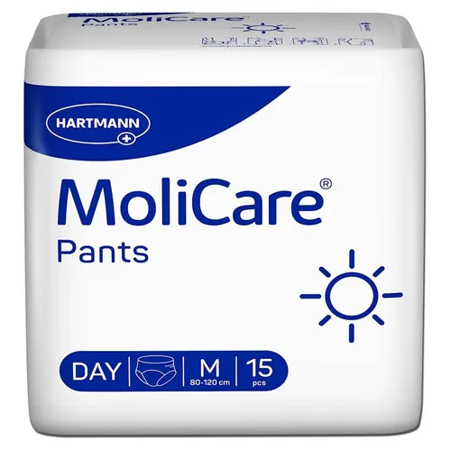 MoliCare Pants Day M, 45 Stück - Komfortable Inkontinenzhosen - Zuverlässiger Schutz für den Tag – MoliCare Pants Day bieten diskrete Sicherheit bei mittlerer Inkontinenz. Hohe Saugkraft und atmungsaktives Material für ein angenehmes Tragegefühl im Alltag.