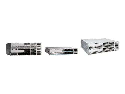 Cisco C9300X-48TX-E Switch - 48 Ports, L3 Managed - Hochleistungsfähiger 10 Gigabit Ethernet Switch von Cisco mit 48 Anschlüssen, ideal für professionelle Netzwerkinfrastrukturen. Kompakt und stapelbar, mit 80 PLUS Platinum Zertifizierung für Energieeffizienz.