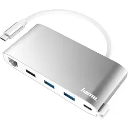 Hama 2-fach USB-C Hub 8in1 - USB-Hub für Laptop und MacBook mit 8 Anschlüssen, 4K HDMI und Gigabit Ethernet für blitzschnelle Datenübertragung und Internetverbindung.